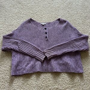 American Eagle Outfitters Purple Crew Neck Sweater Ribbed Knit